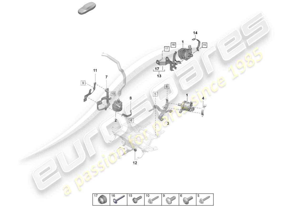 a part diagram from the porsche 2022 (taycan 9j1-1) parts catalogue