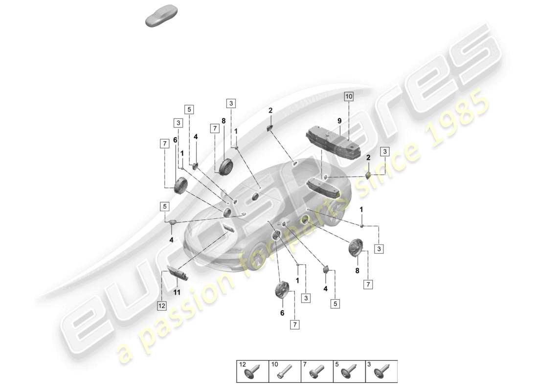 VIEW PARTS DIAGRAMS FROM THE PORSCHE TAYCAN PARTS CATALOGUE a part diagram from the porsche taycan parts catalogue