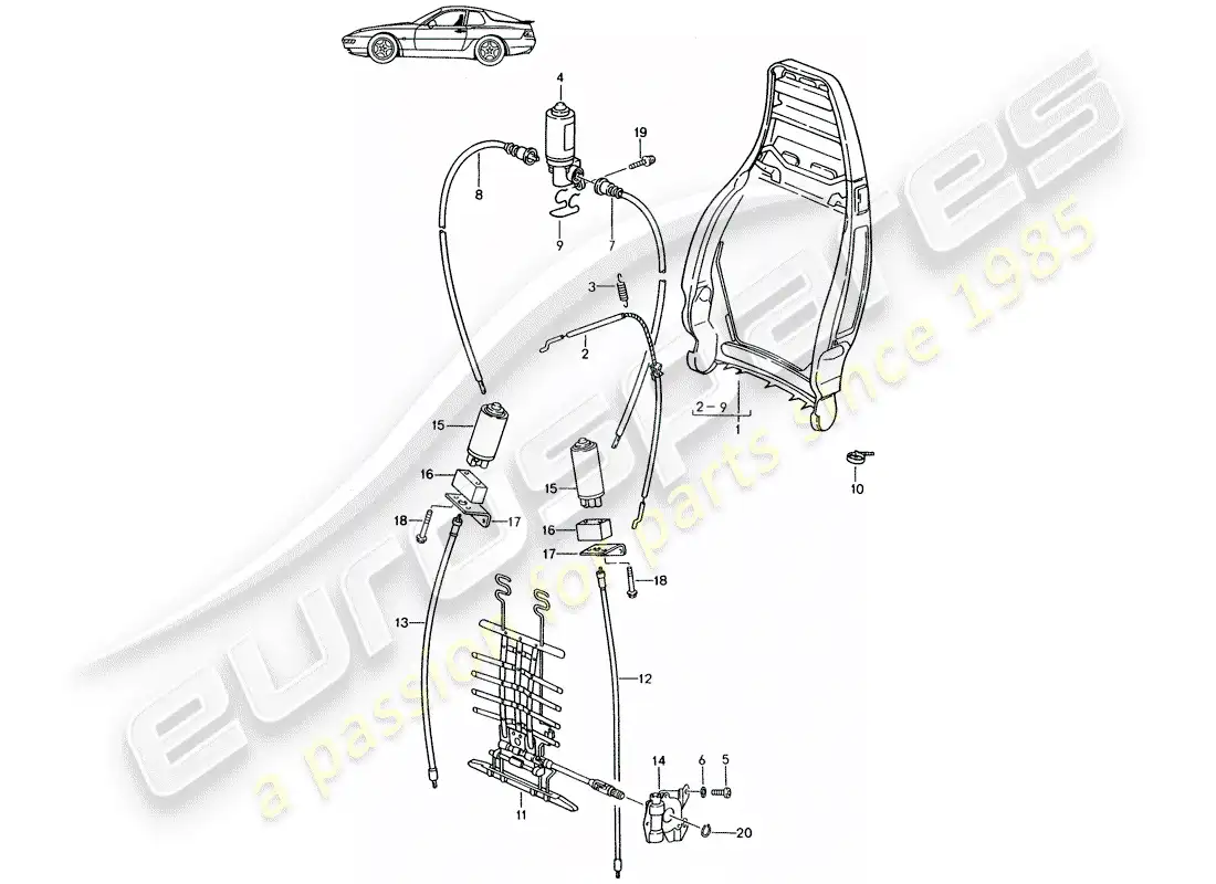 a part diagram from the porsche accessories and tequipment parts catalogue