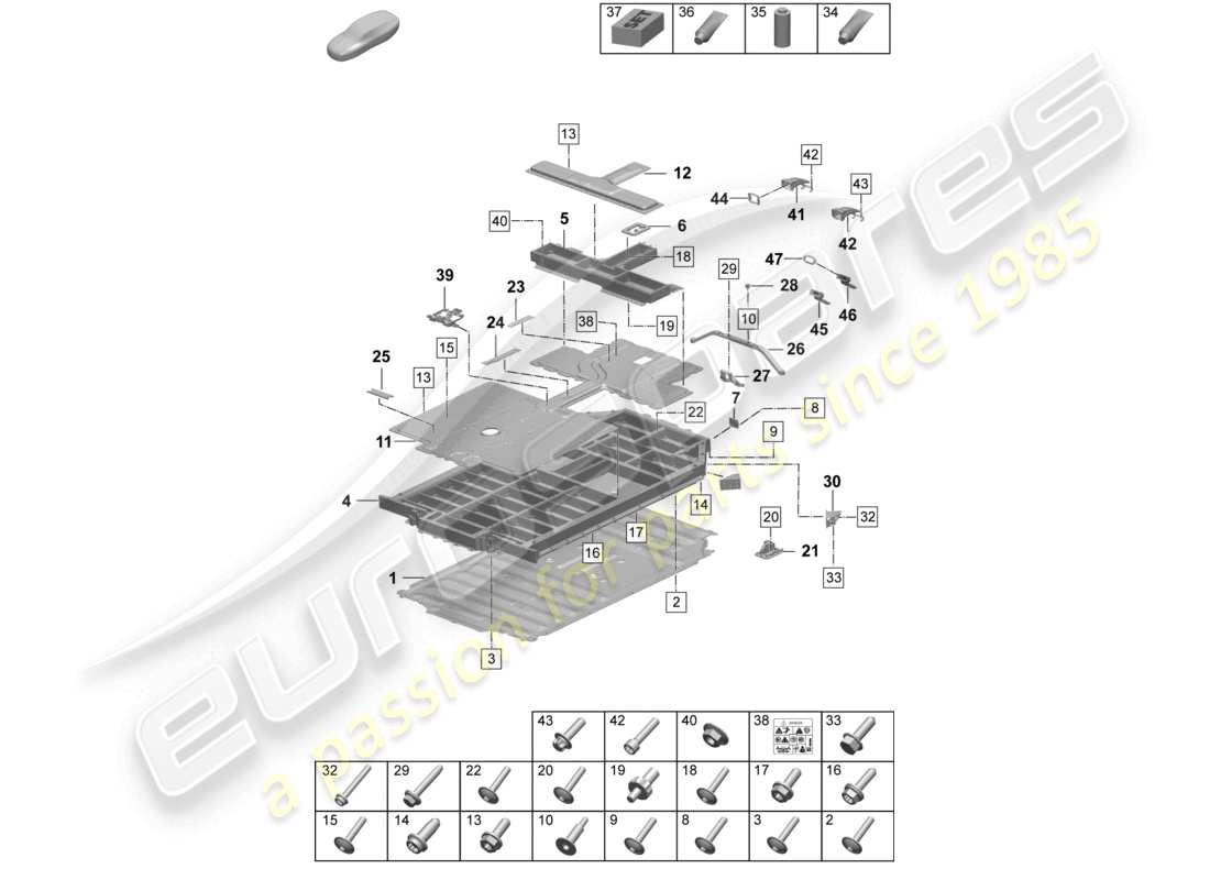 part diagram containing part number pad971501