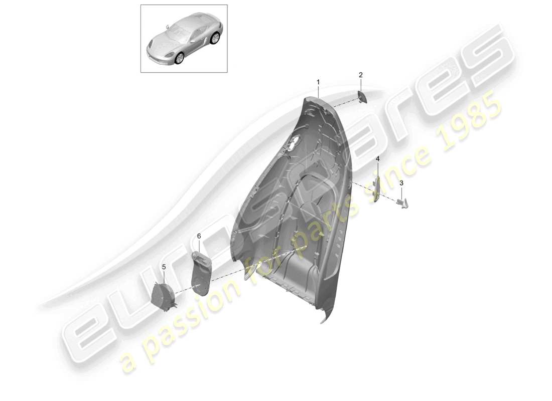 VIEW PARTS DIAGRAMS FROM THE PORSCHE CAYMAN PARTS CATALOGUE a part diagram from the porsche cayman parts catalogue