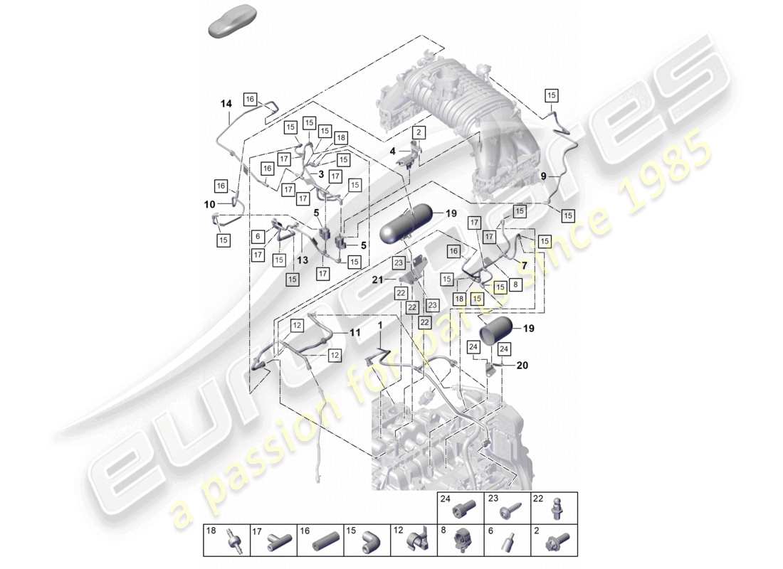 a part diagram from the porsche 2023 (718 boxster spyder) parts catalogue