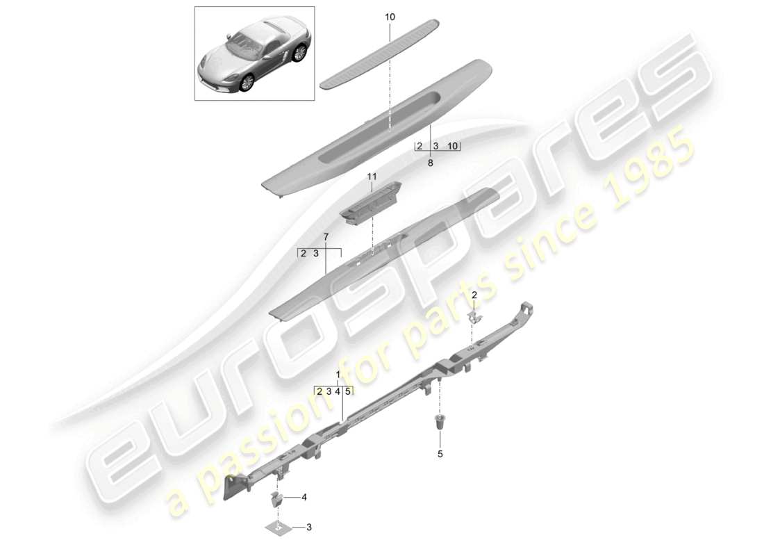 a part diagram from the porsche 2021 (718 boxster) parts catalogue