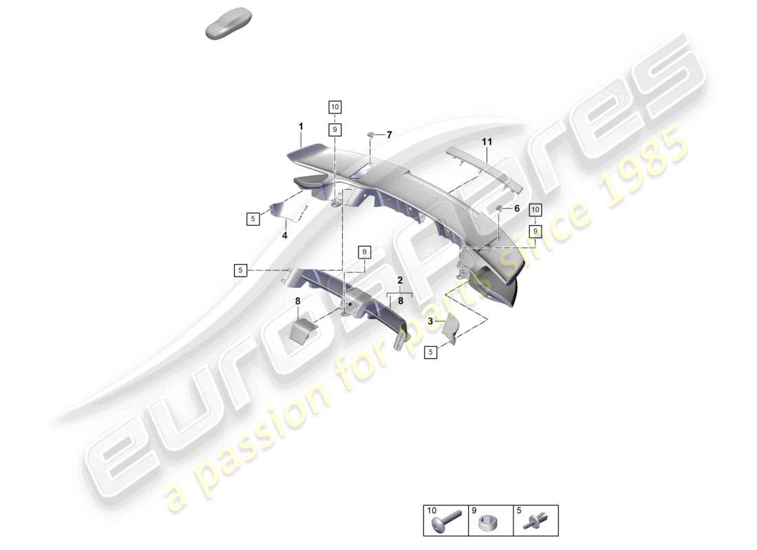a part diagram from the porsche 2021 (992-1 turbo / s) parts catalogue