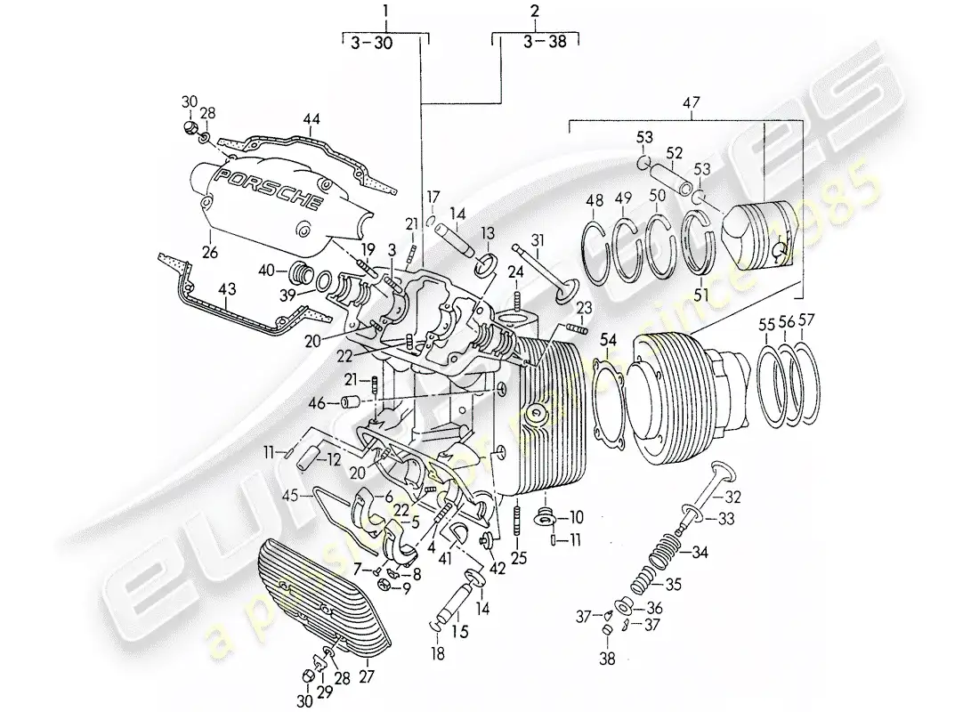 a part diagram from the porsche 356 parts catalogue