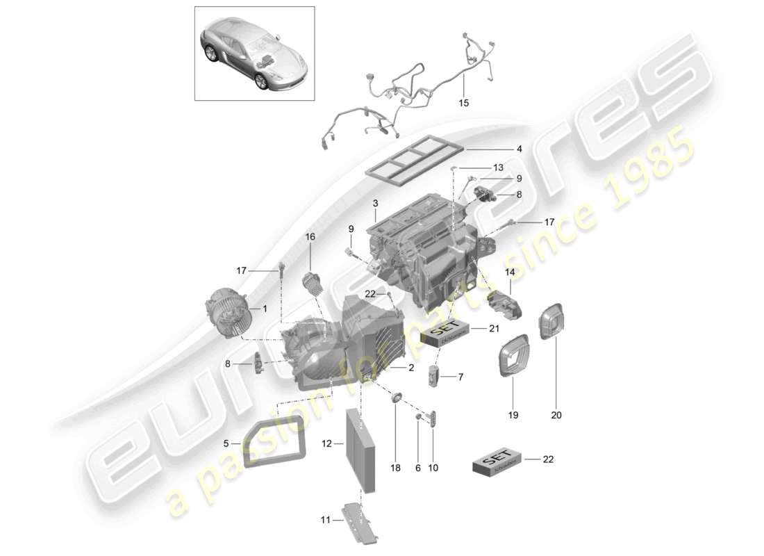 a part diagram from the porsche 2022 (718 cayman) parts catalogue