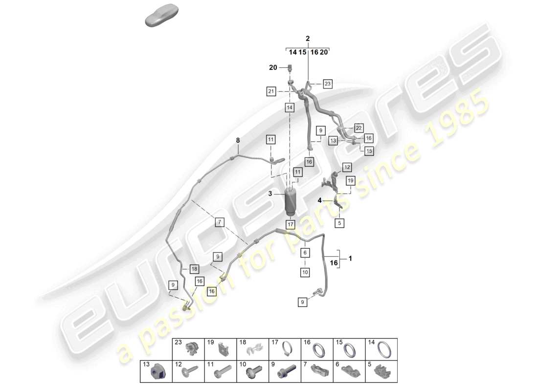 VIEW PARTS DIAGRAMS FROM THE PORSCHE CAYMAN PARTS CATALOGUE a part diagram from the porsche cayman parts catalogue