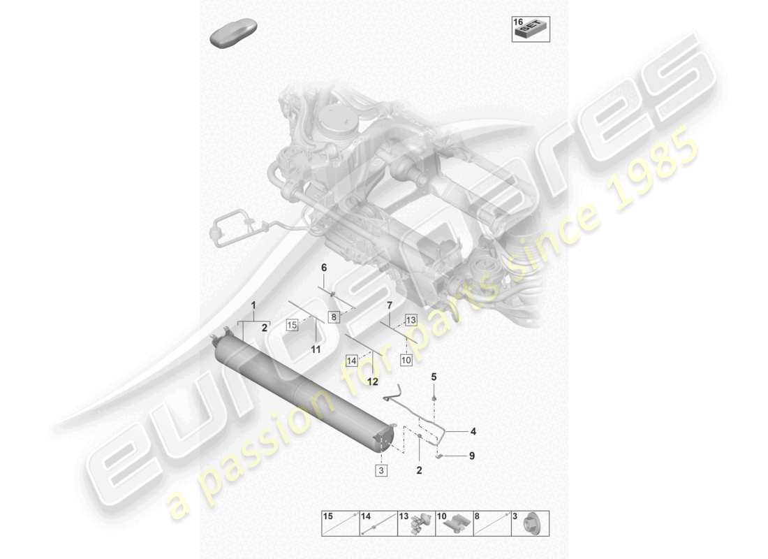 porsche 2021 (taycan 9j1-1) pressure accumulator air line part diagram