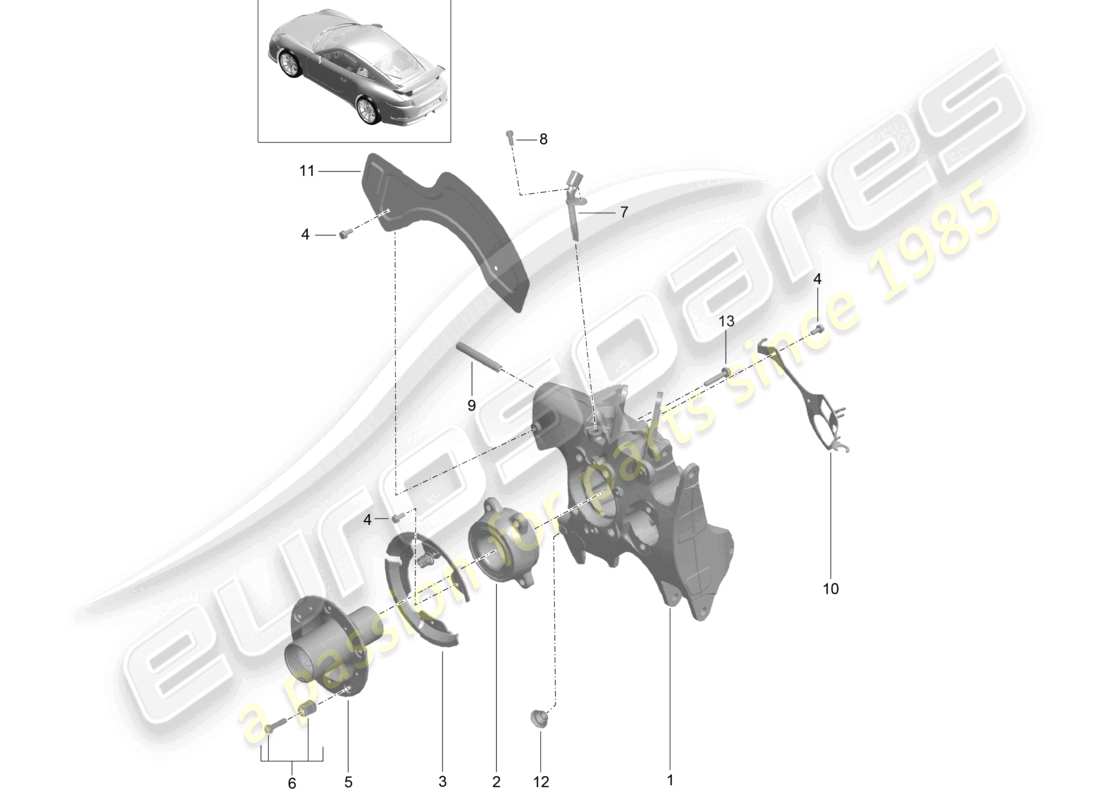 porsche 2021 (991-2 r/gt3/rs) wheel carrier wheel hub d - mj 2018>> part diagram