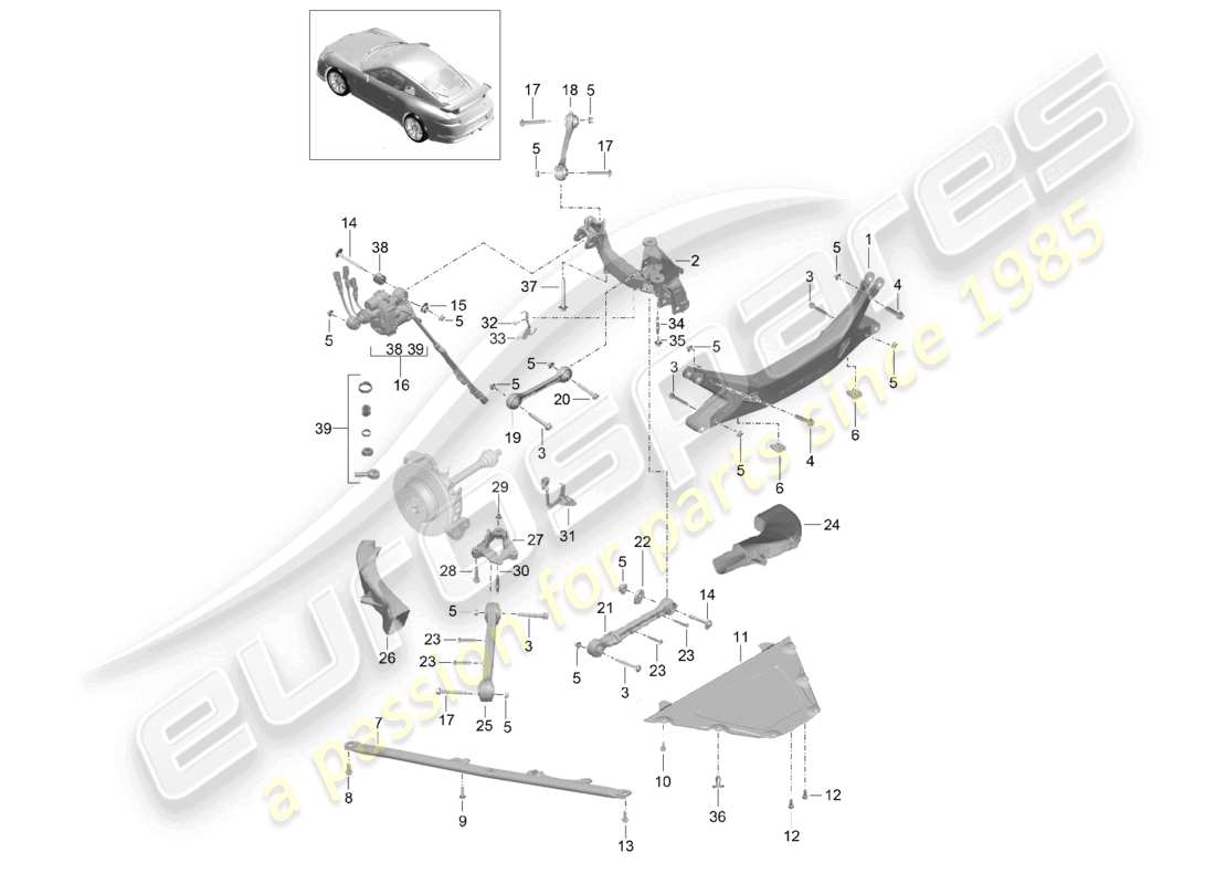 porsche 2021 (991-2 r/gt3/rs) rear axle side part carrier guide d >>- mj 2017 part diagram
