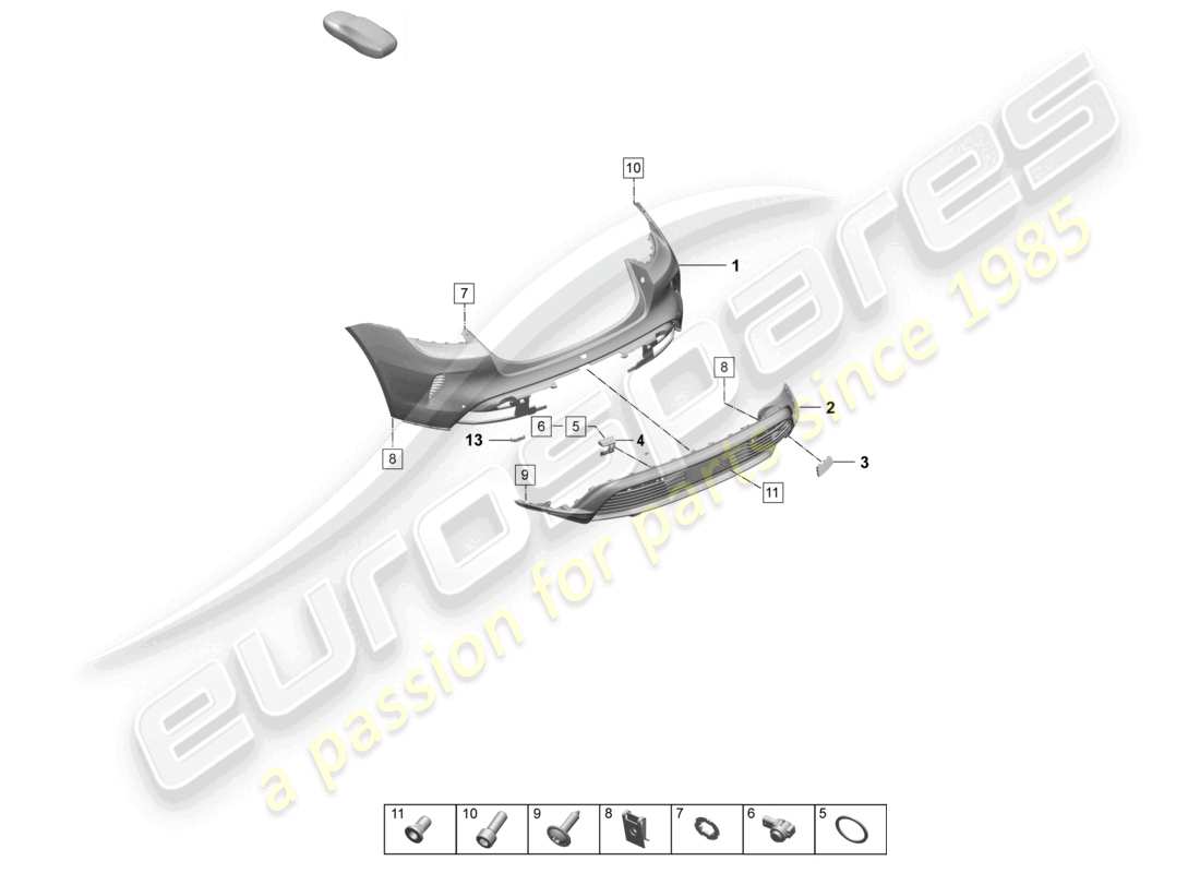 porsche 2025 (taycan 9j1-2) bumper rear for equipment variant: basic sport turismo st part diagram