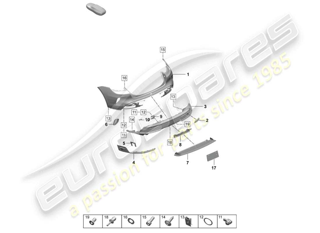 porsche 2026 (taycan 9j1-2) bumper rear special model part diagram