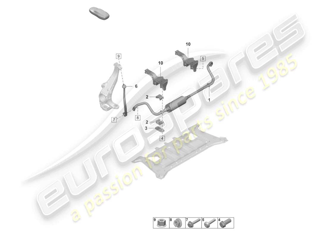 porsche 2023 (taycan 9j1-1) anti-roll bar for vehicles with electronic roll stabilisation part diagram