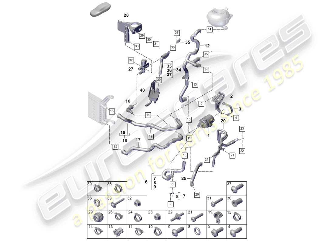 porsche 2024 (cayenne e3 pa) coolant cooling system part diagram