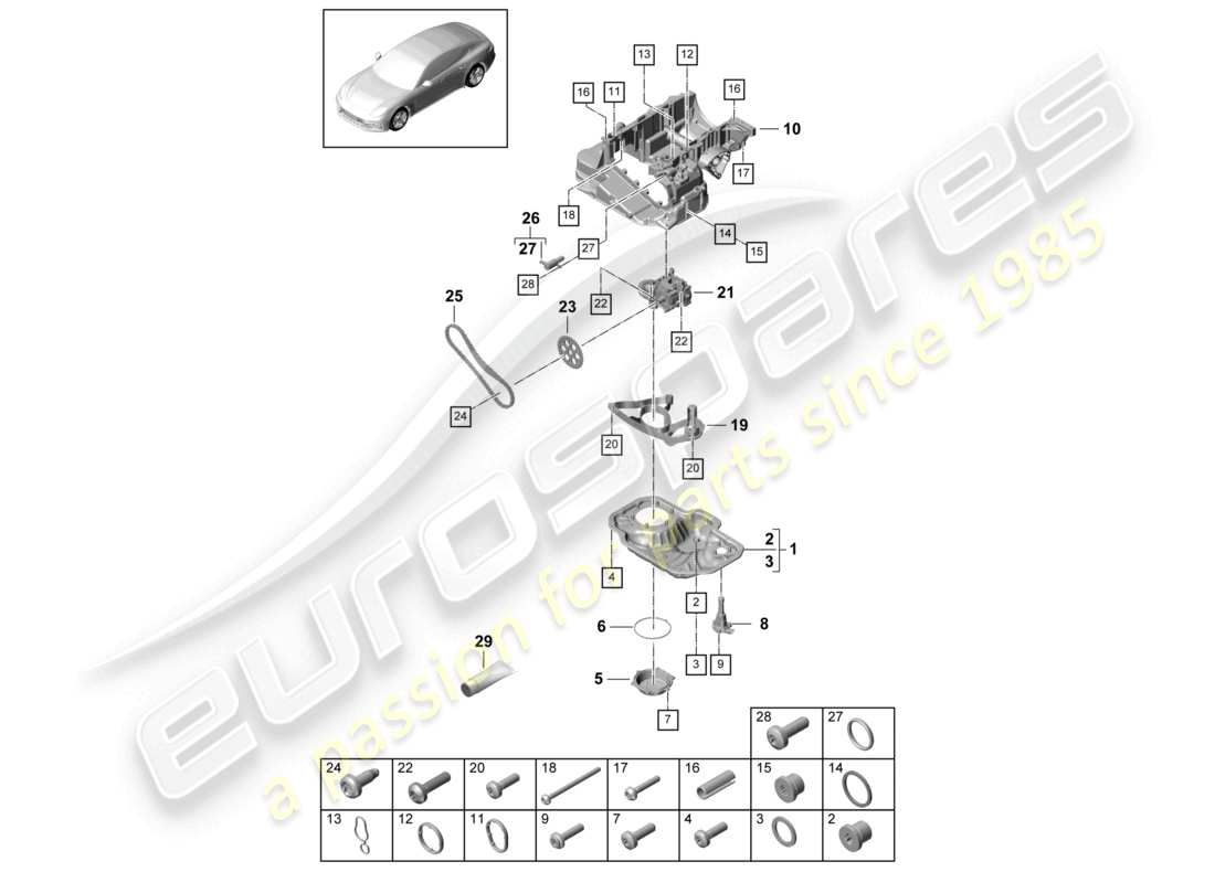 porsche 2021 (panamera 971-1) oil-conducting housing oil pump oil sump part diagram