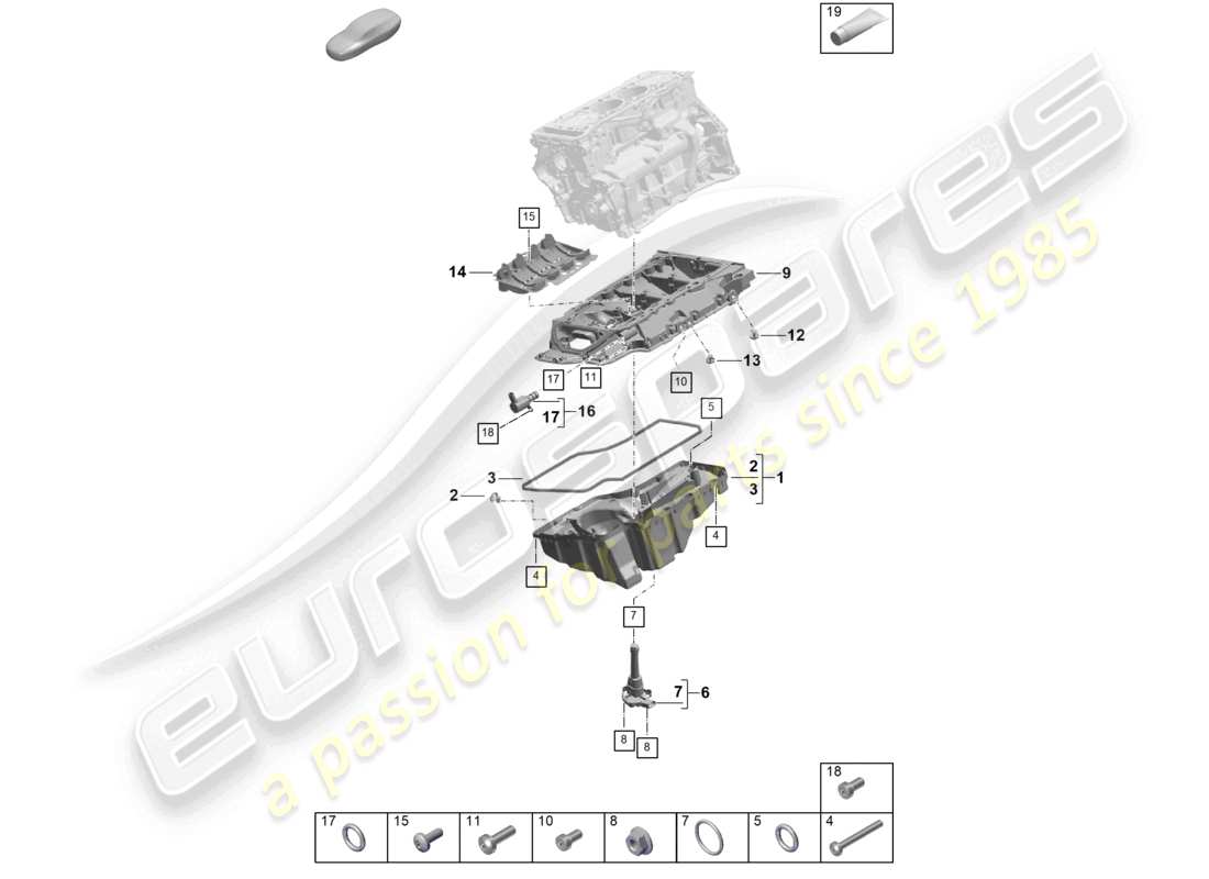 porsche 2023 (cayenne e3 pa) oil-conducting housing oil sump part diagram