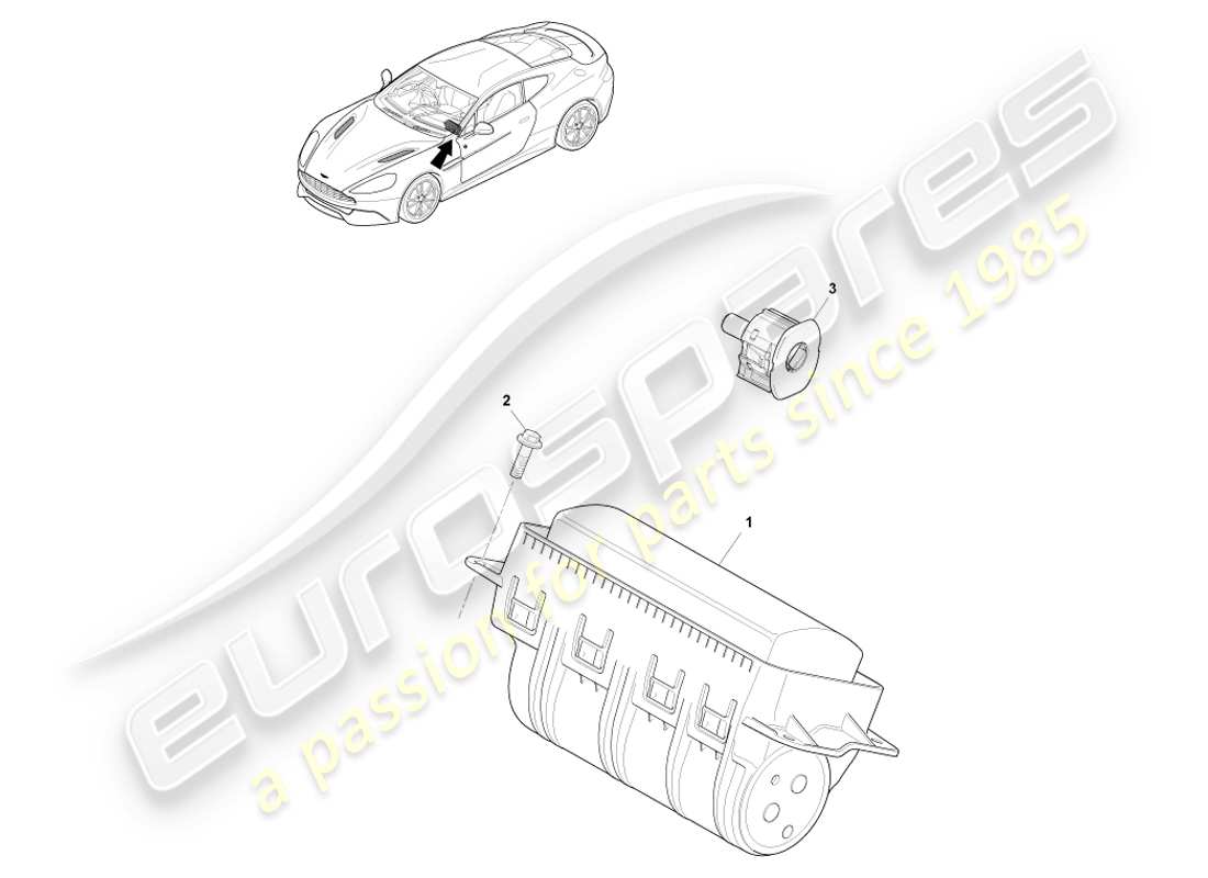 aston martin vanquish (2013) airbag, passenger part diagram