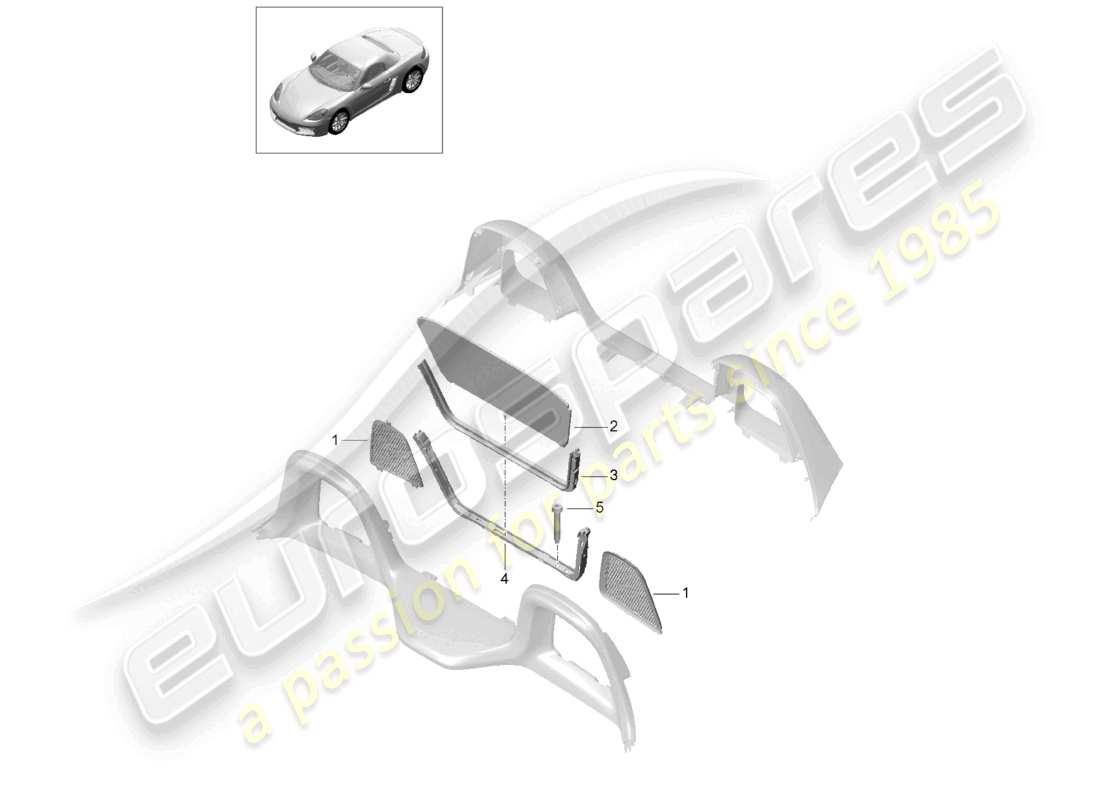 porsche 2026 (718 boxster) windbreak part diagram