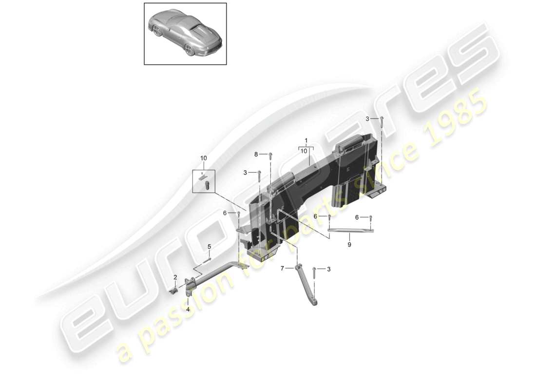 porsche 2021 (991-2 r/gt3/rs) overroll protection retaining frame part diagram