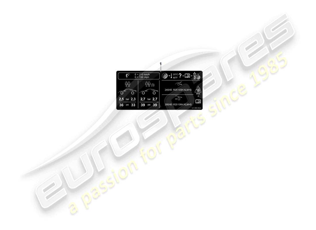 porsche 2025 (taycan 9j1-2) data plate for all countries, tyre pressure not usa, ca- for all-weather tyres nada, mexico part diagram