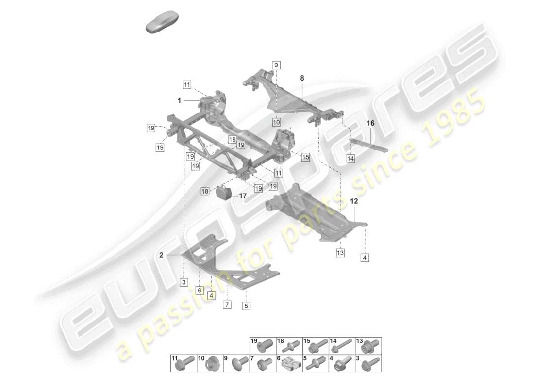 porsche 2023 (panamera 971-2) cross member support frame guard plate part diagram
