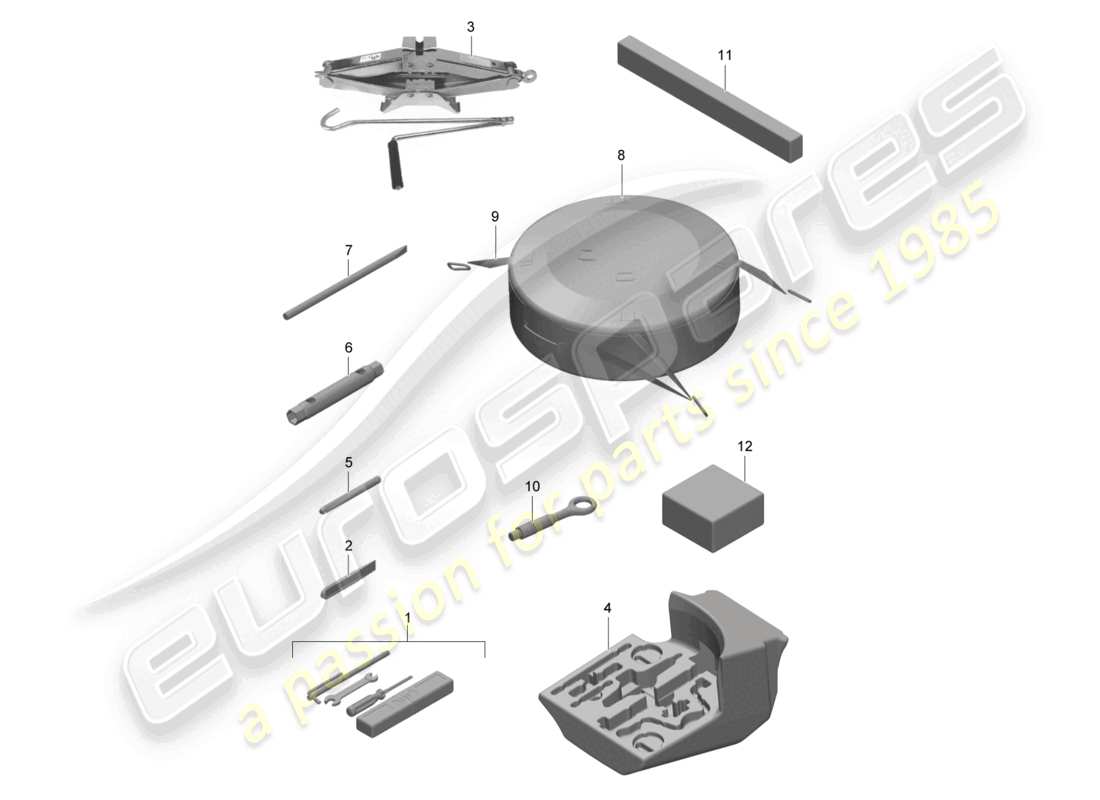 porsche 2021 (991-2 r/gt3/rs) tool jack part diagram