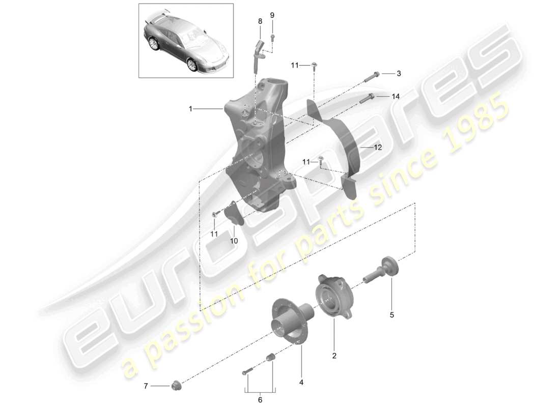 porsche 2021 (991-2 r/gt3/rs) wheel carrier wheel hub d - mj 2019>>speedster part diagram