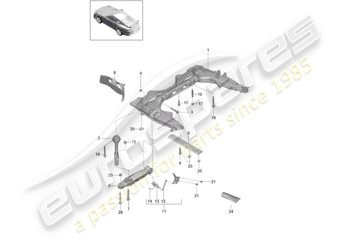 porsche 2021 (991-2 r/gt3/rs) cross member wishbone d - mj 2018>> part diagram