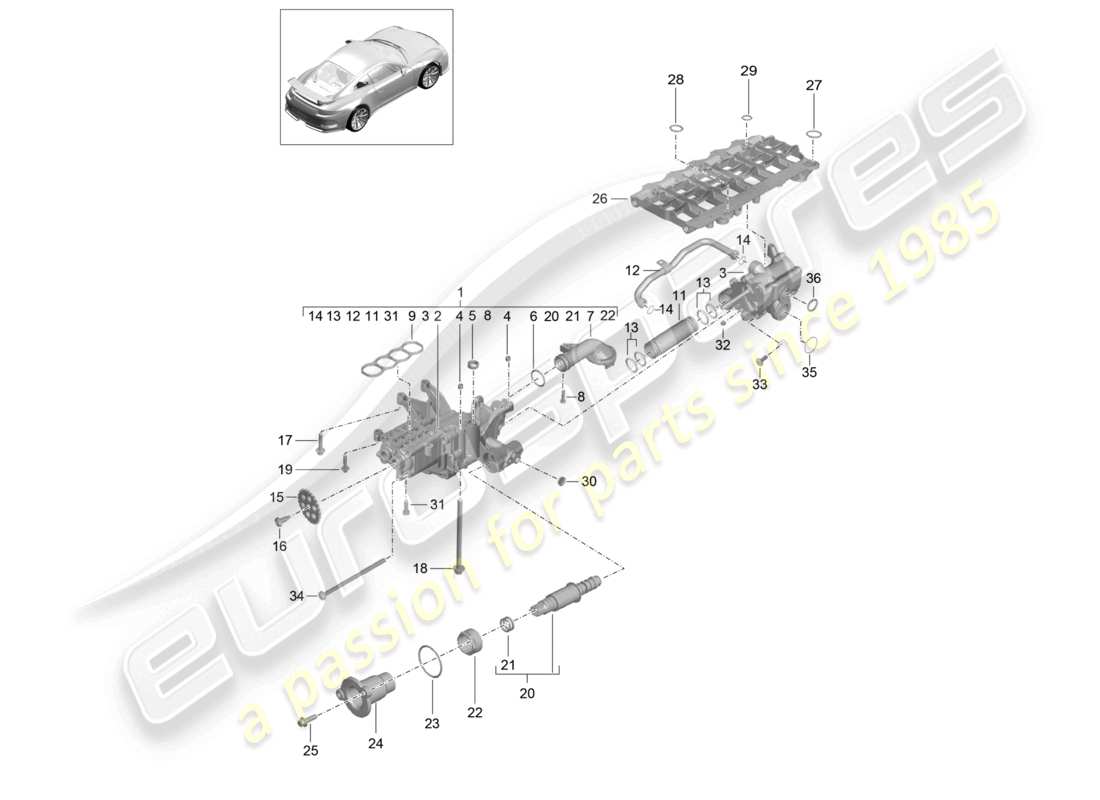 porsche 2021 (991-2 r/gt3/rs) oil pump part diagram