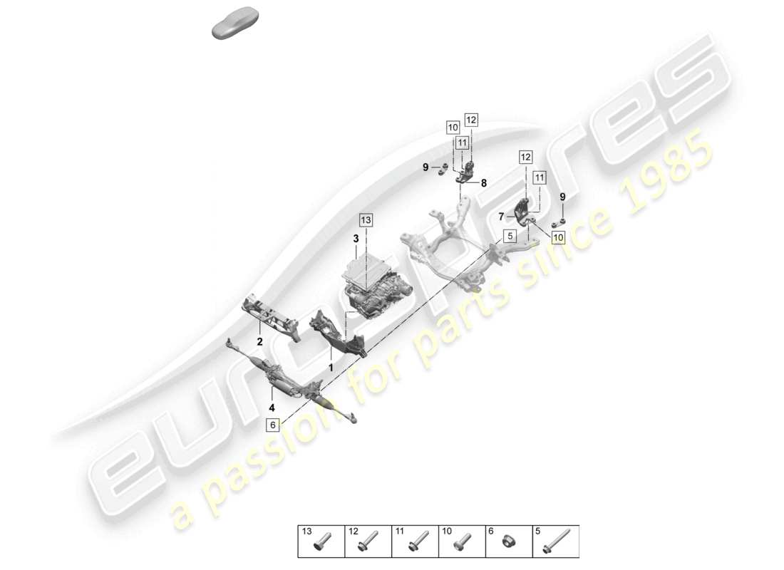 porsche 2025 (macan-e) subframe and assembly mountings parts diagram