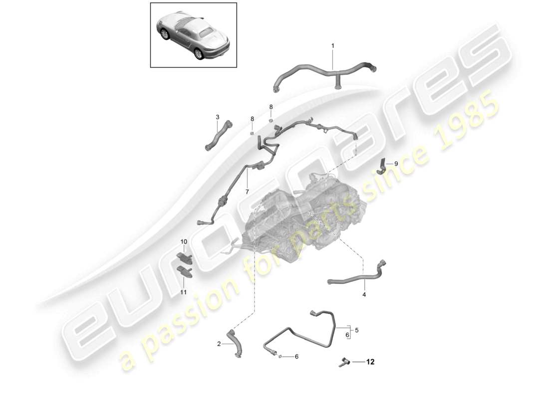 porsche 2023 (718 boxster) crankcase housing oil separator tank ventilation vacuum pump part diagram