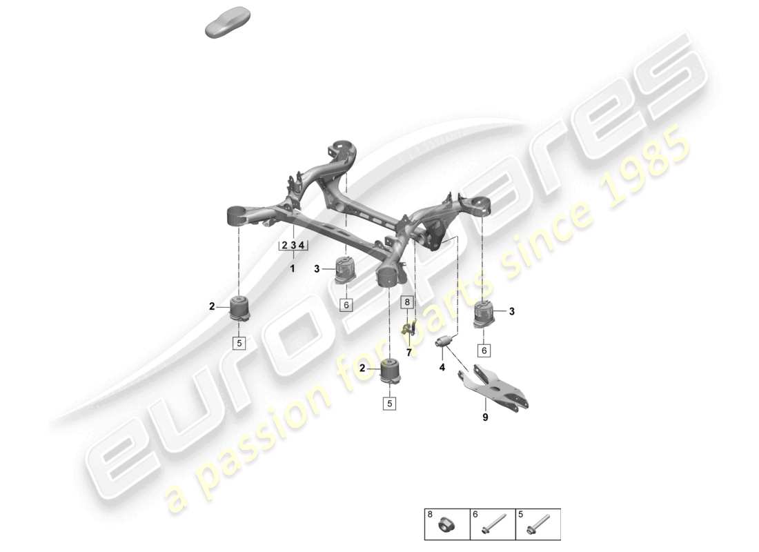 porsche 2025 (macan-e) suspension sub-frame rear axle parts diagram