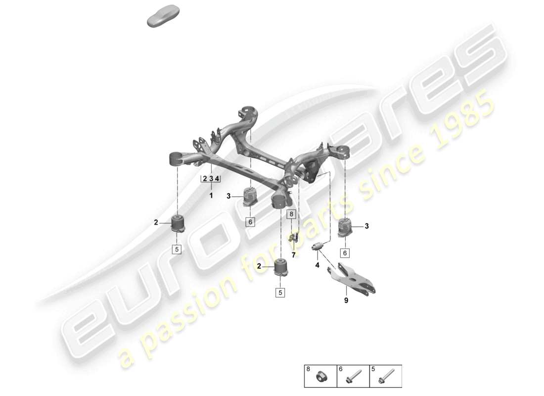 porsche 2025 (macan-e) suspension sub-frame rear axle parts diagram