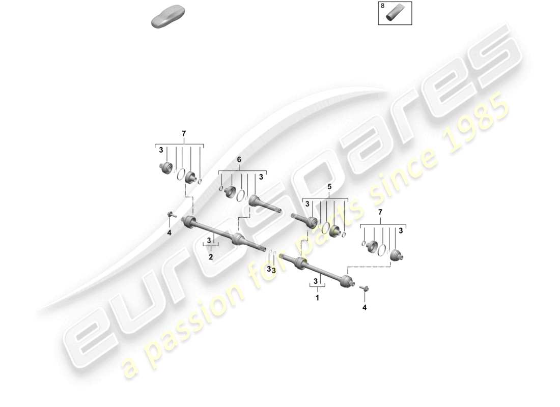 porsche 2025 (macan-e) drive shaft gkn rear axle parts diagram