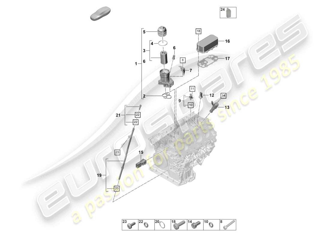 porsche 2021 (panamera 971-2) oil filter console oil cooler part diagram