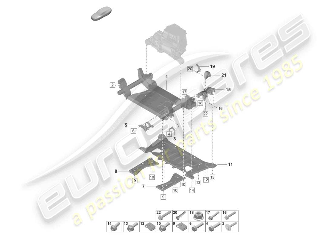 porsche 2023 (taycan 9j1-1) cross member support frame part diagram