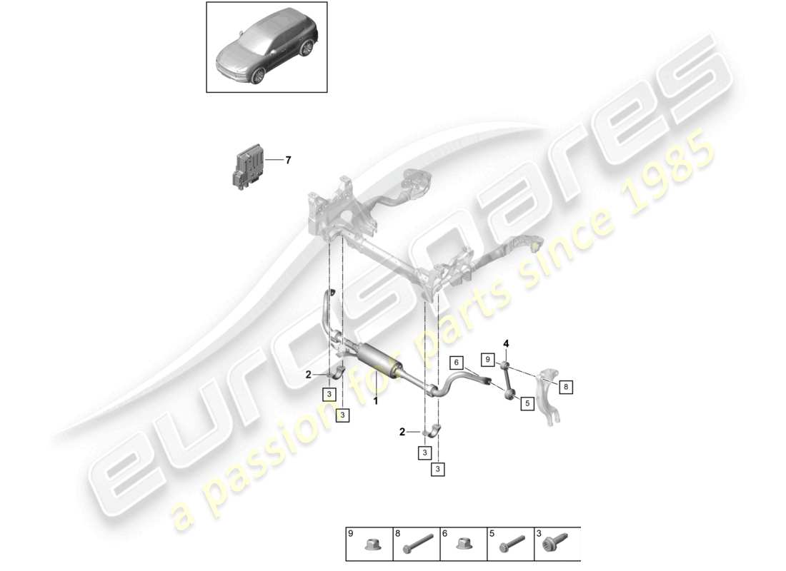 porsche 2024 (cayenne e3 9ya/9yb) anti-roll bar part diagram