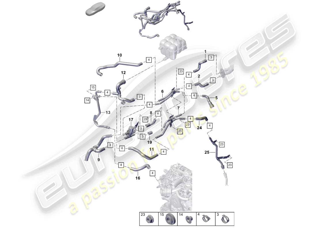 porsche 2024 (cayenne e3 pa) heater for vehicles with auxiliary heater part diagram