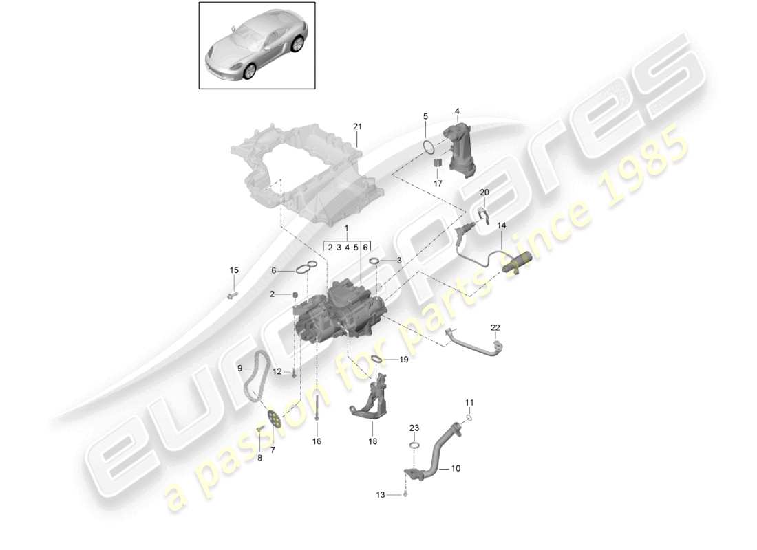 porsche 2025 (718 cayman) engine (oil press./lubrica.) oil pump part diagram