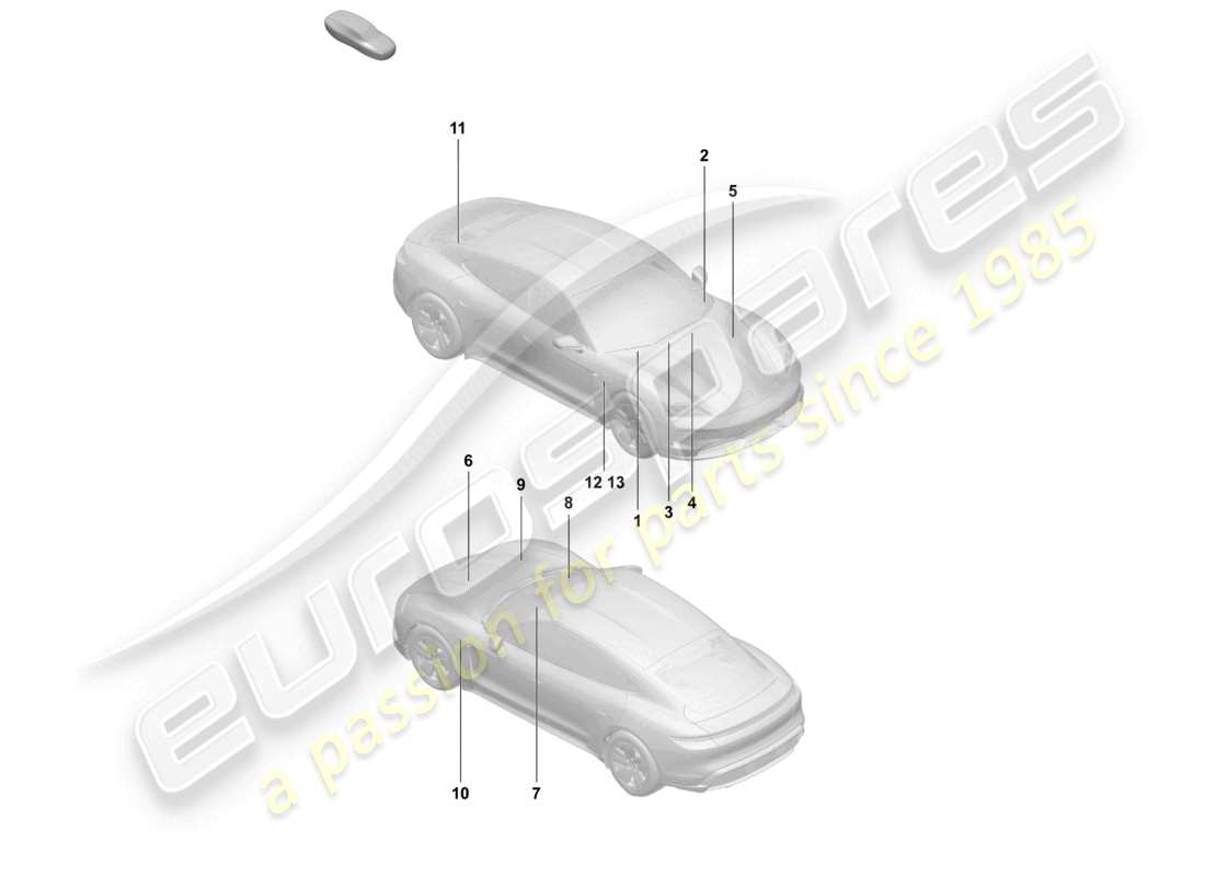 porsche 2025 (taycan 9j1-2) signs/notices part diagram