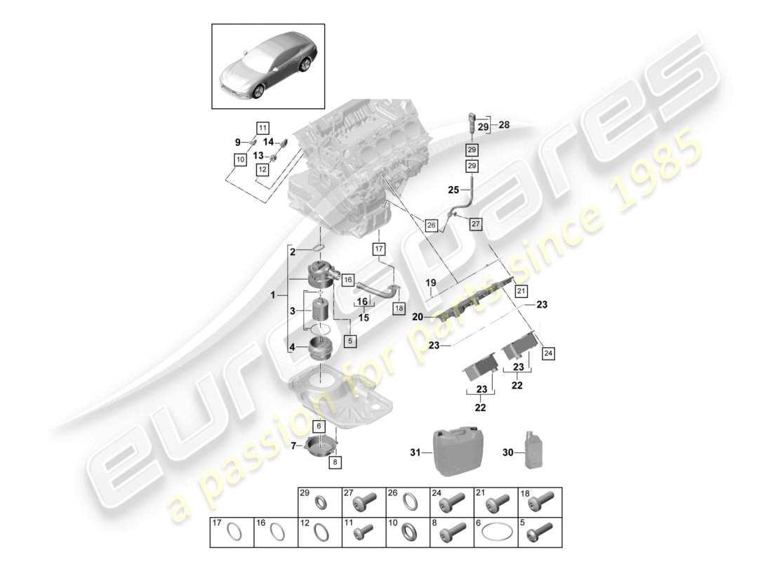 porsche 2021 (panamera 971-1) oil filter console oil cooler part diagram
