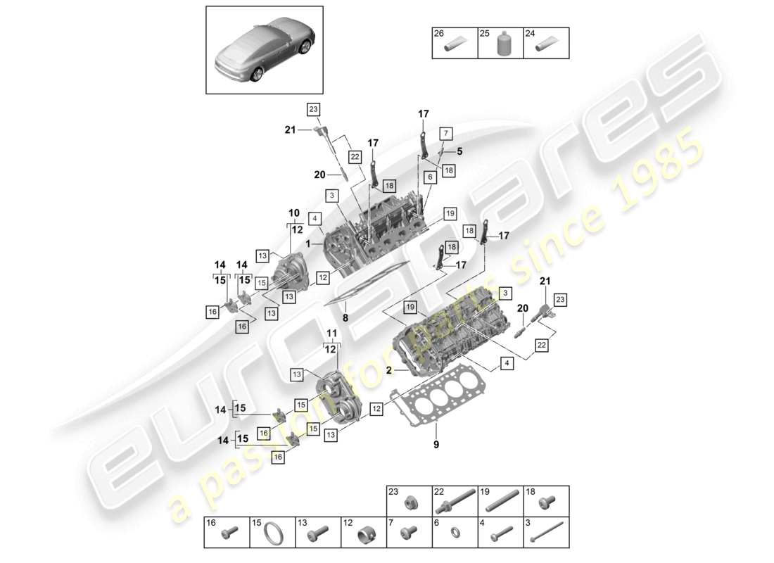porsche 2021 (panamera 971-1) cylinder head parts diagram