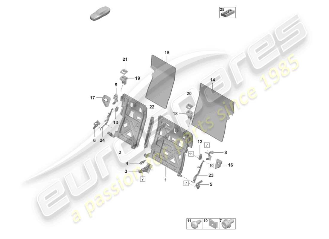 porsche 2026 (taycan 9j1-2) backrest frame sports seat part diagram