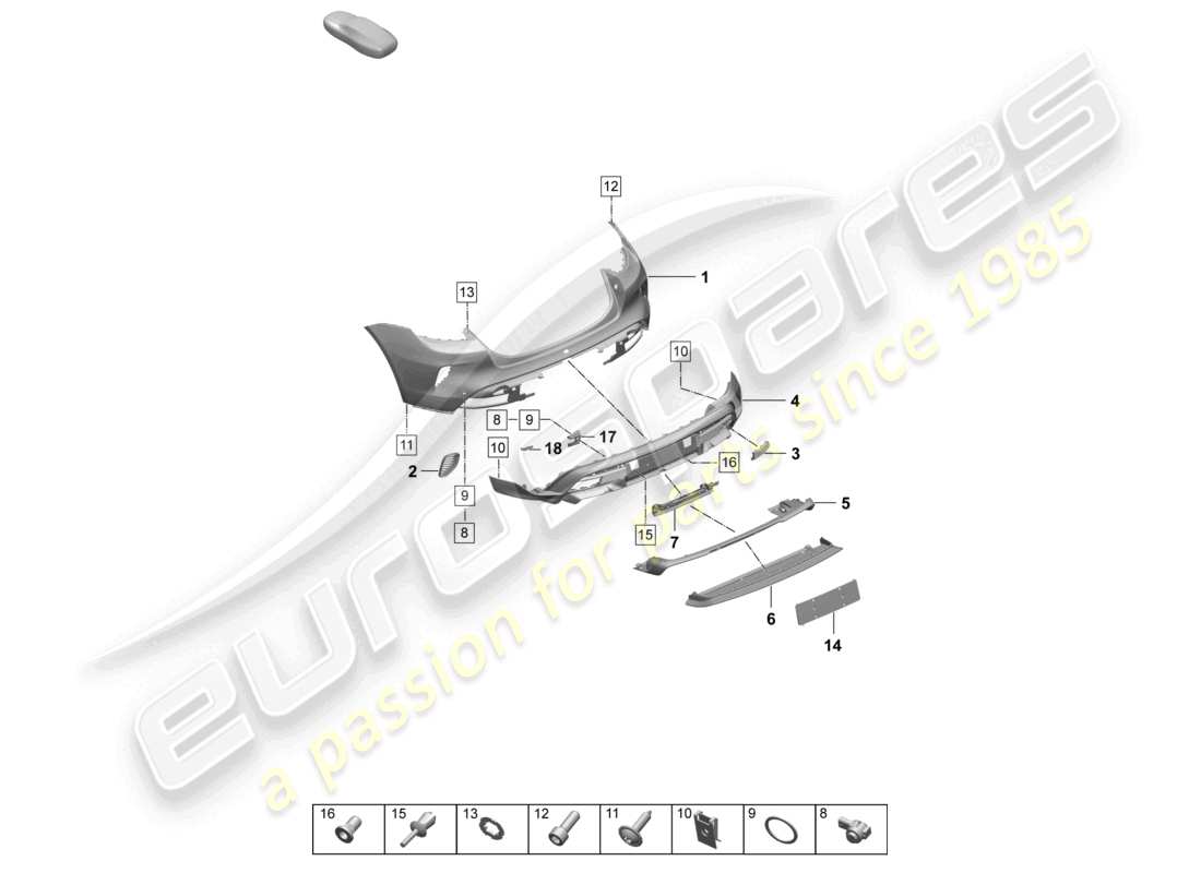 porsche 2026 (taycan 9j1-2) bumper rear turbo part diagram