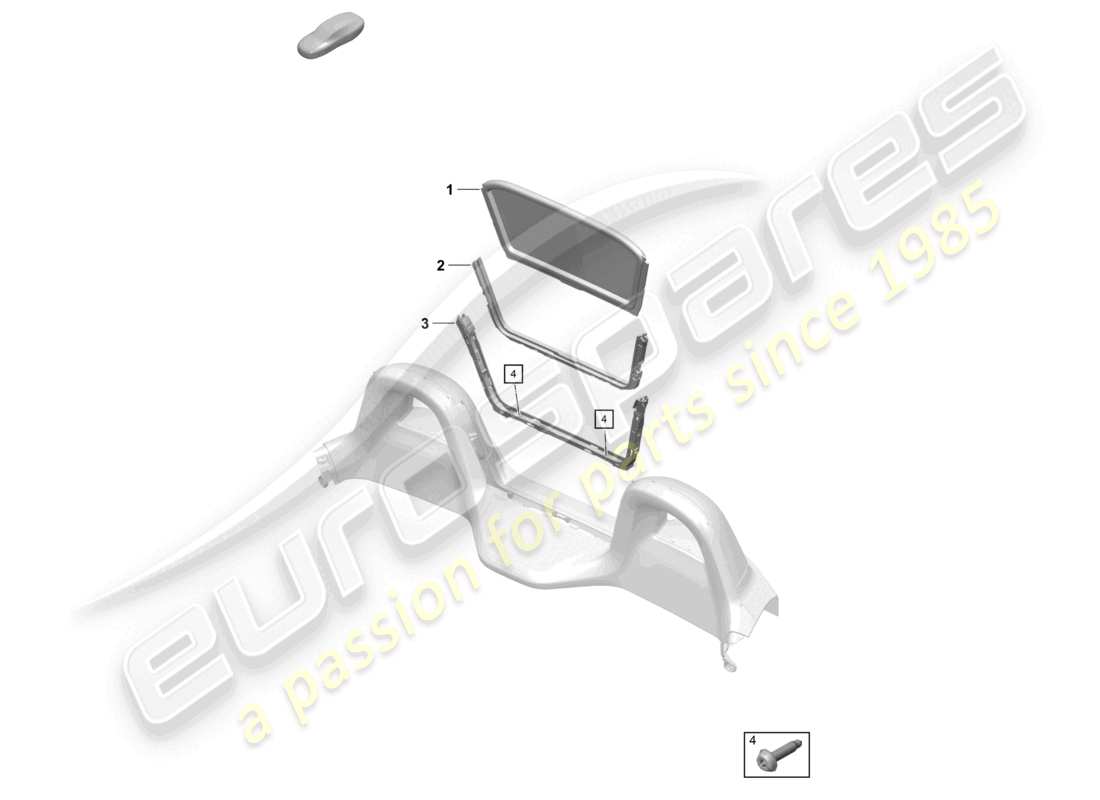 porsche 2022 (718 boxster spyder) windbreak part diagram