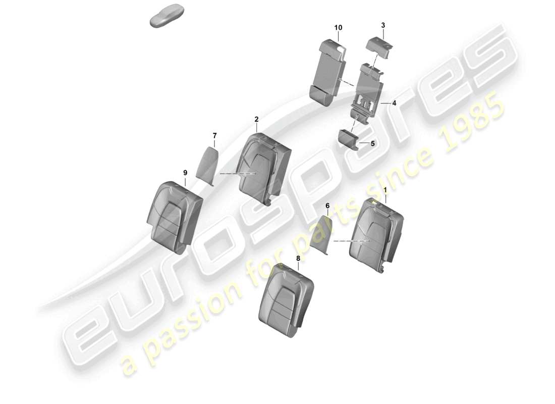 porsche 2023 (cayenne e3 pa) foam part rear back seat backrest backrest cover part diagram