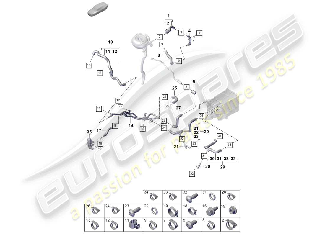porsche 2023 (cayenne e3 pa) coolant cooling system part diagram