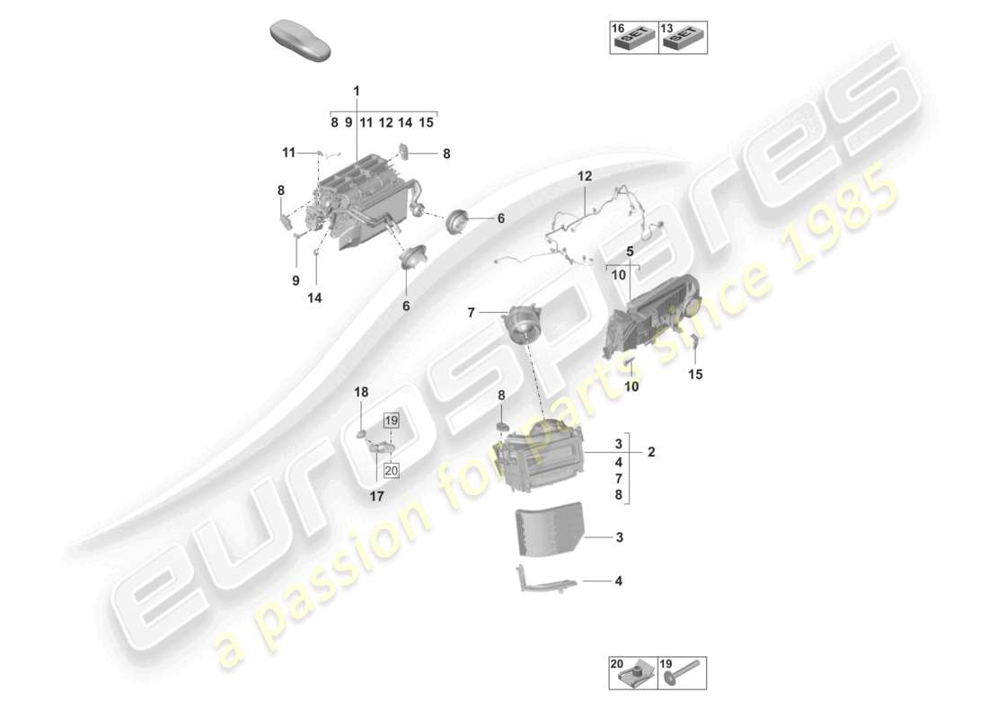 a part diagram from the porsche 2020 (taycan 9j1-1) parts catalogue