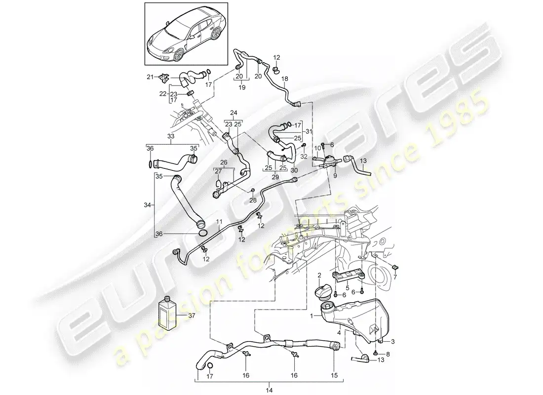 a part diagram from the porsche panamera parts catalogue