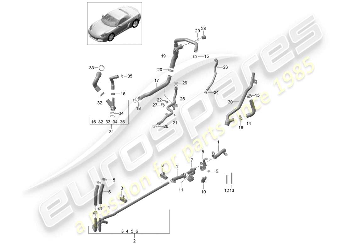 VIEW PARTS DIAGRAMS FROM THE PORSCHE BOXSTER PARTS CATALOGUE a part diagram from the porsche boxster parts catalogue